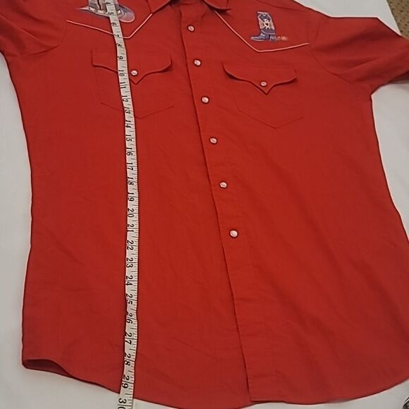 Rocking K Ranchwear Embroidered Pearl Snap Shirt large - Picture 7 of 10